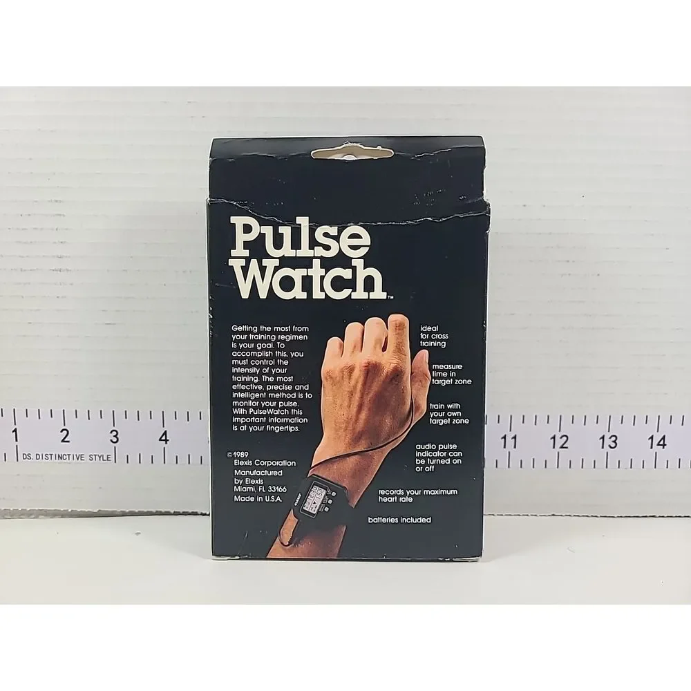 Vintage 80's Elexis Pulse Watch With Fingertip Heart Rate Monitor New‎ Retro